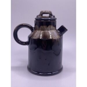 Vintage Brown Drip Glaze Creamer 1970s Stoneware Figural Milk Jug Kitchen Decor